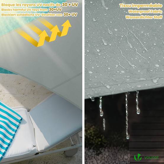 Voile d'ombrage Triangle en Polyester Imperméable avec Kit de Montage 3x3x3m Gris - Image 4