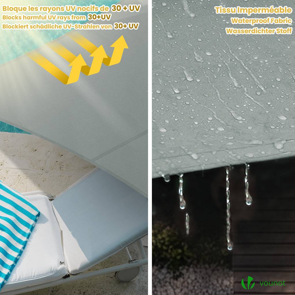 Voile d'ombrage Triangle en Polyester Imperméable avec Kit de Montage 3x3x3m Gris - Image 4