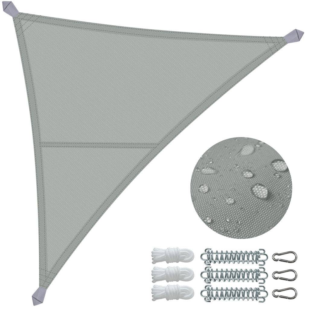 Voile d'ombrage Triangle en Polyester Imperméable avec Kit de Montage 3x3x3m Gris - Image 1