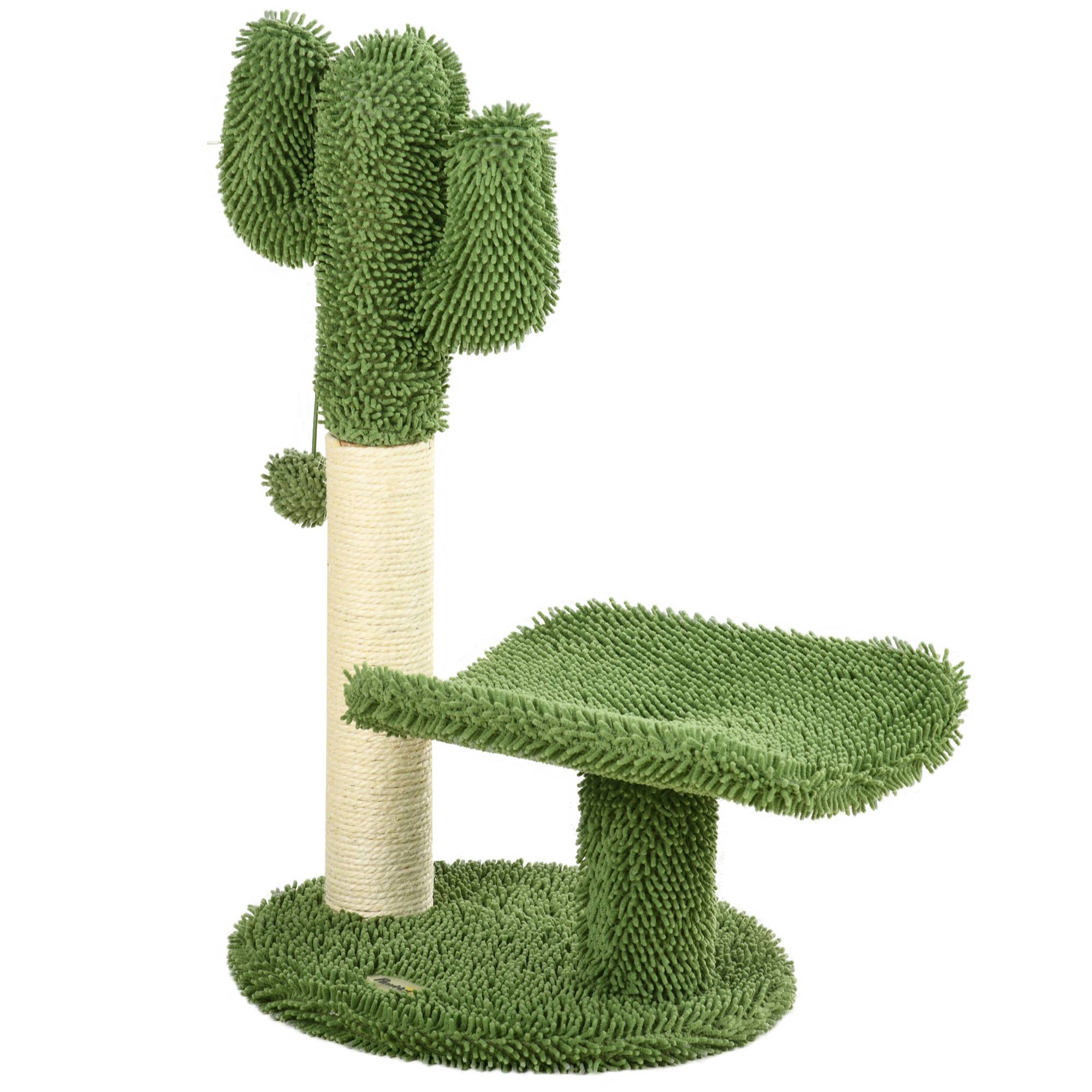 Arbre à chat sisal pour chatons design cactus griffoir et balle de jeu 35x31x55cm vert - ComfortXL Outdoor Living - Image 2