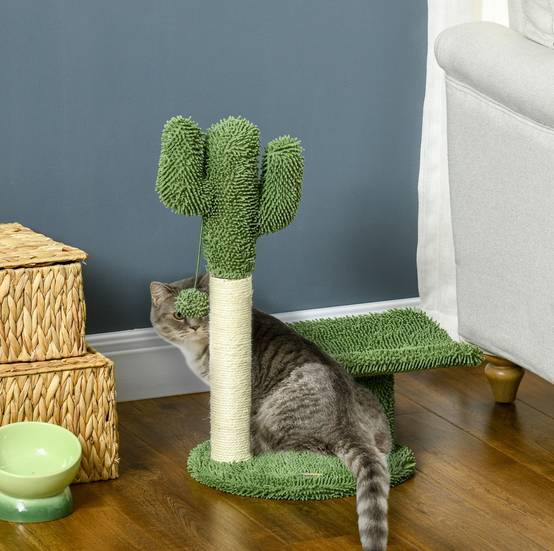 Arbre à chat sisal pour chatons design cactus griffoir et balle de jeu 35x31x55cm vert - ComfortXL Outdoor Living - Image 4