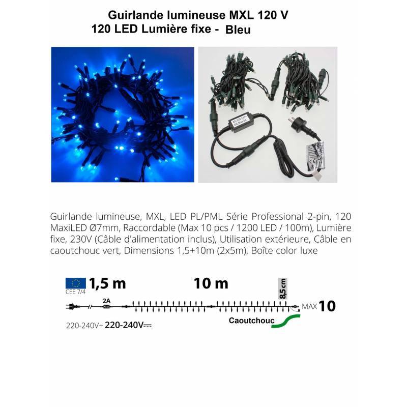 Lotti - Guirlande lumineuse LED 10M 120 LEDS bleues raccordable professionnelle 230V IP67 extérieur Lotti - Image 2