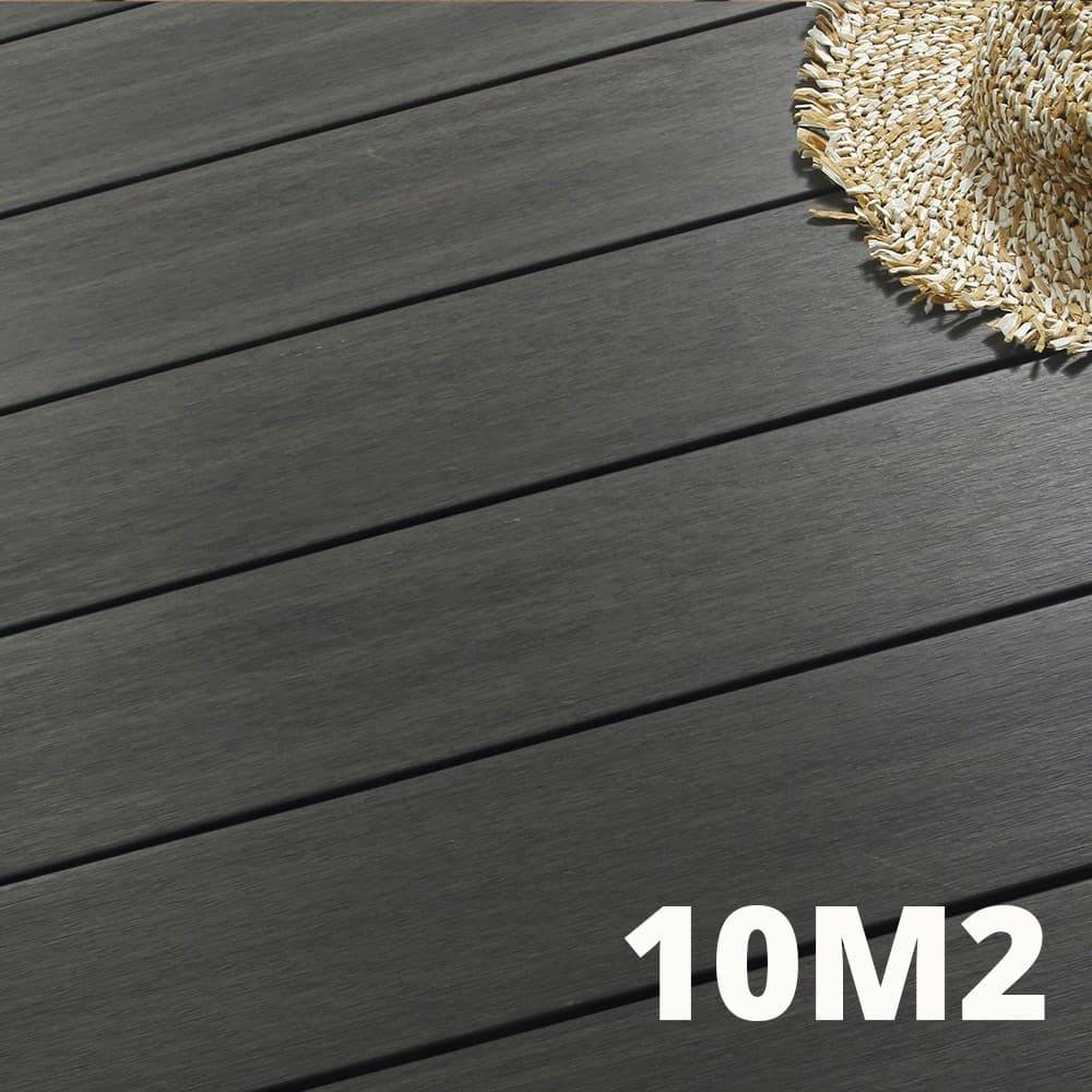 Kit Terrasse Composite NAVIA 10m² - Gris Foncé - 31 Lames de Terrasse (220 x 14.5 x 2.2 cm) - Fixation par Clips