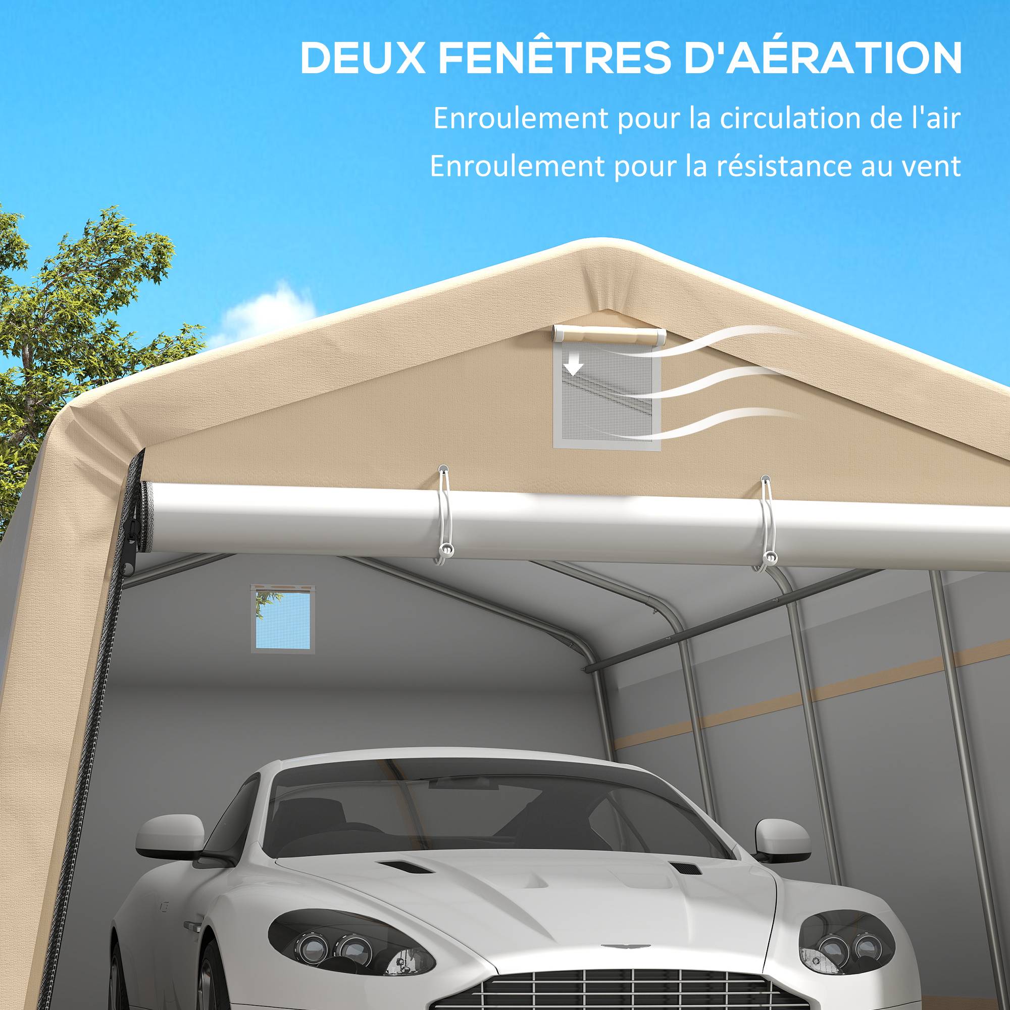 ComfortXL - Carport tente garage acier pour voitures protection anti-UV imperméable 6,2x3,3m - ComfortXL Outdoor Living - Image 9