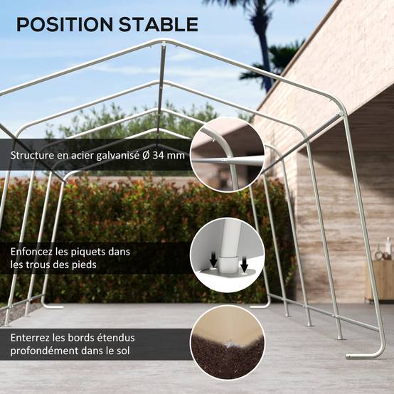ComfortXL - Carport tente garage acier pour voitures protection anti-UV imperméable 6,2x3,3m - ComfortXL Outdoor Living - Image 7
