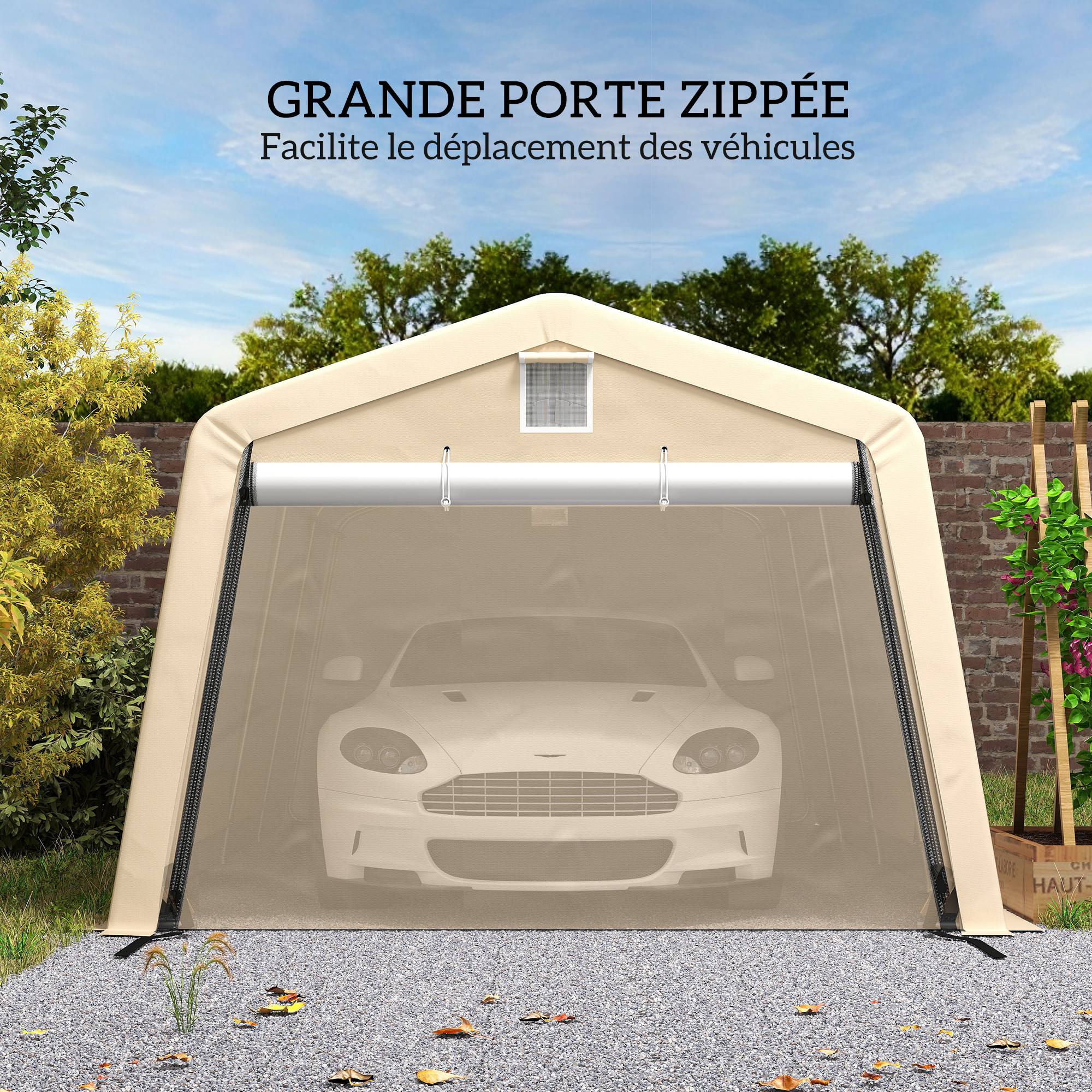 ComfortXL - Carport tente garage acier pour voitures protection anti-UV imperméable 6,2x3,3m - ComfortXL Outdoor Living - Image 8