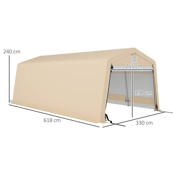 ComfortXL - Carport tente garage acier pour voitures protection anti-UV imperméable 6,2x3,3m - ComfortXL Outdoor Living - Image 5