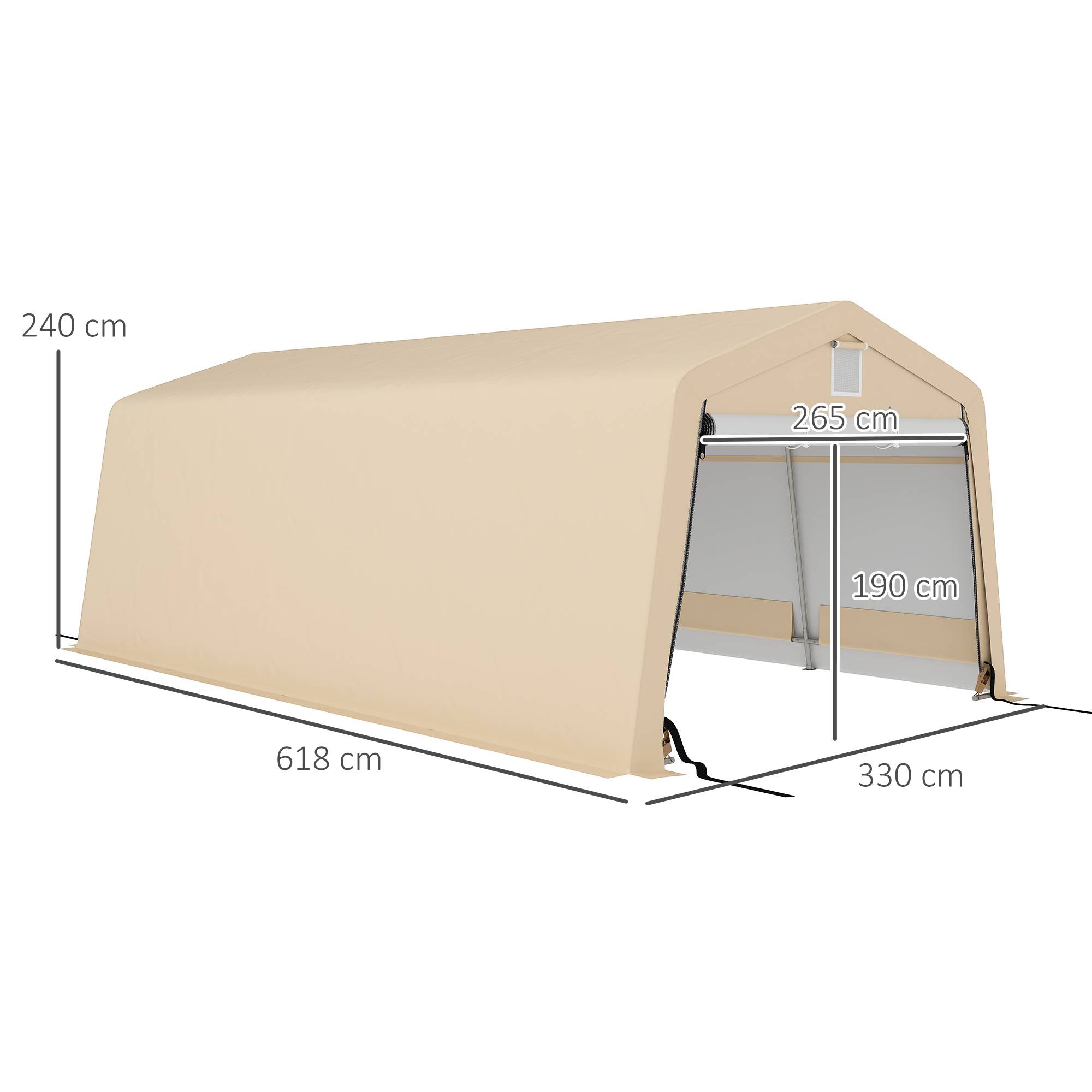 ComfortXL - Carport tente garage acier pour voitures protection anti-UV imperméable 6,2x3,3m - ComfortXL Outdoor Living - Image 5
