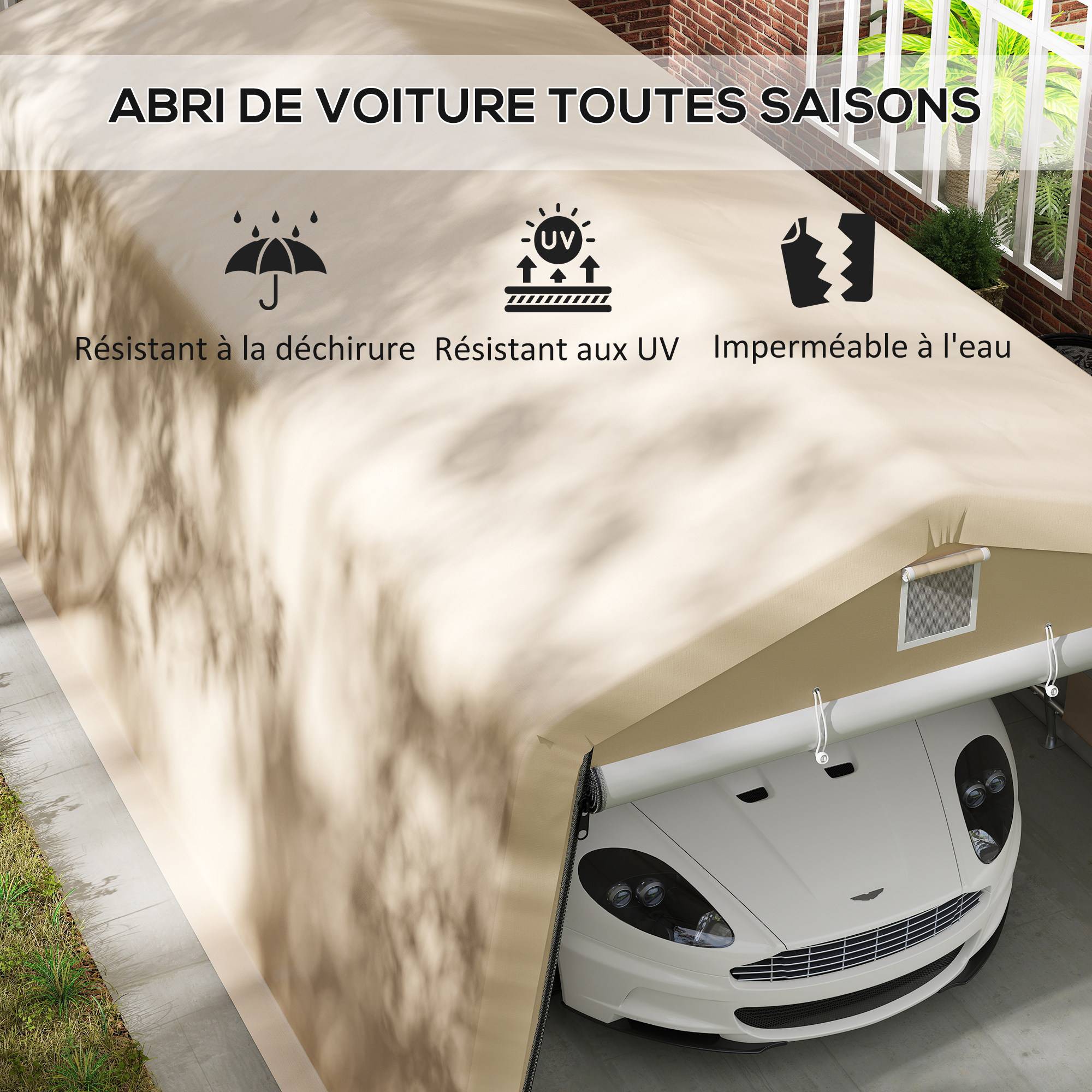 ComfortXL - Carport tente garage acier pour voitures protection anti-UV imperméable 6,2x3,3m - ComfortXL Outdoor Living - Image 6