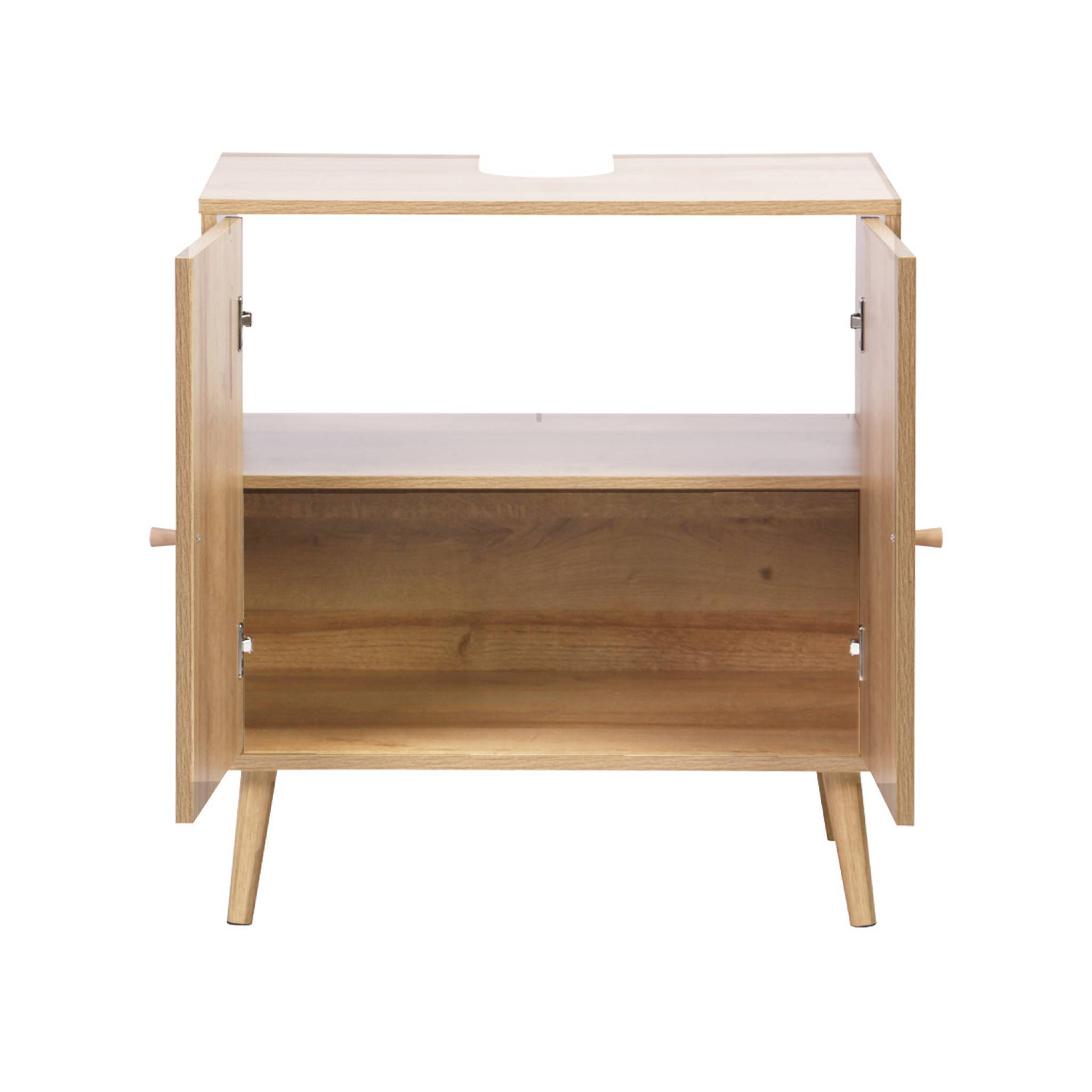 Meuble sous lavabo décor bois et cannage Bohème 65 x 40 x 70 cm naturel | sweeek - Image 3