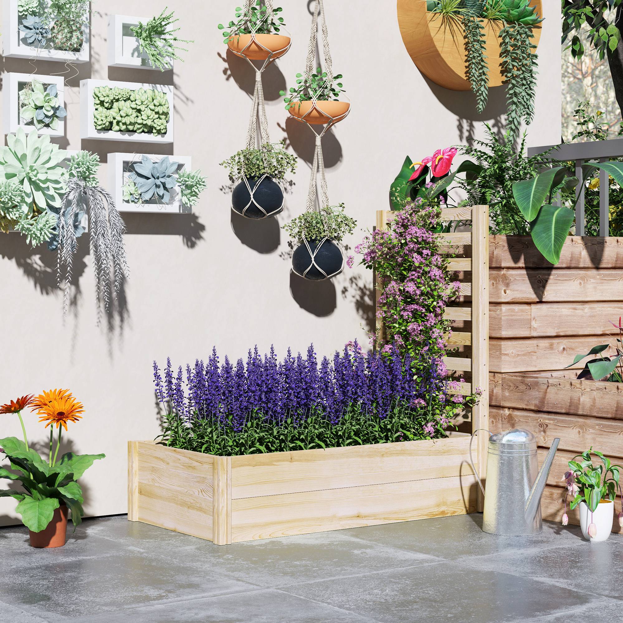 Sans Marque - Vase treillis plantes grimpantes fond ouvert bois sapin 115x60x110 cm bois - Image 4