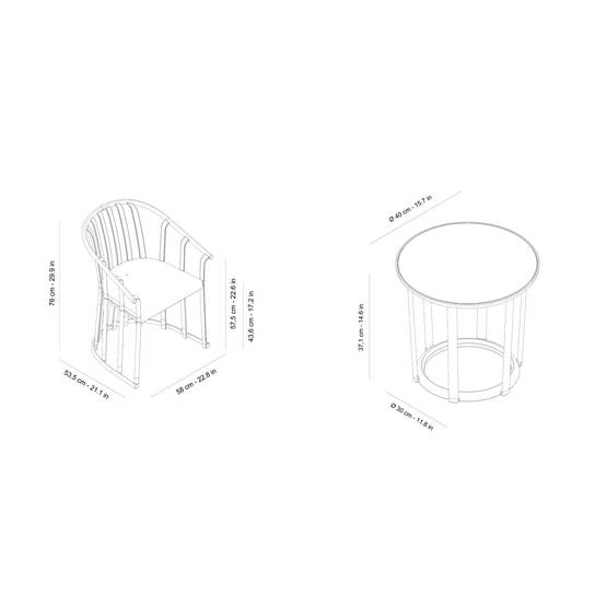 Set 2+1 fauteuils-table intérieur, extérieur blanc RAFF Resol - Image 2