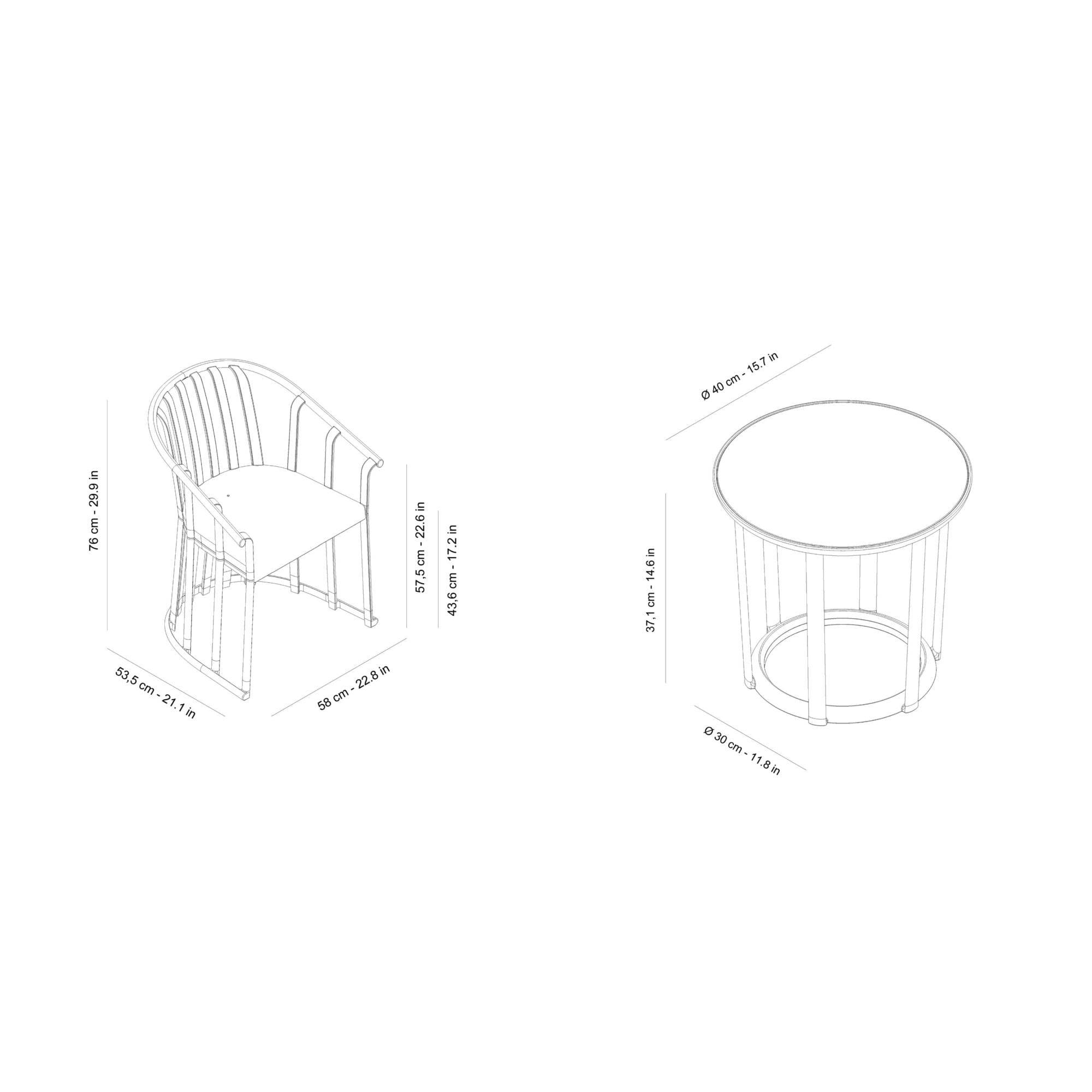 Set 2+1 fauteuils-table intérieur, extérieur blanc RAFF Resol - Image 2