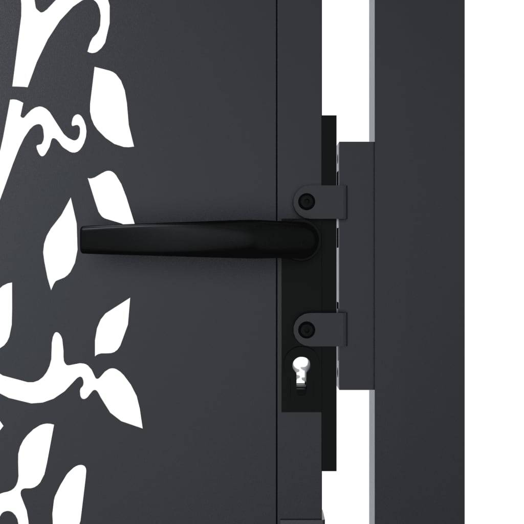 Porte de jardin - Portail de clôture - Portillon de jardin anthracite 105x180cm acier conception d'arbre - MEUBLE PRO - Image 7