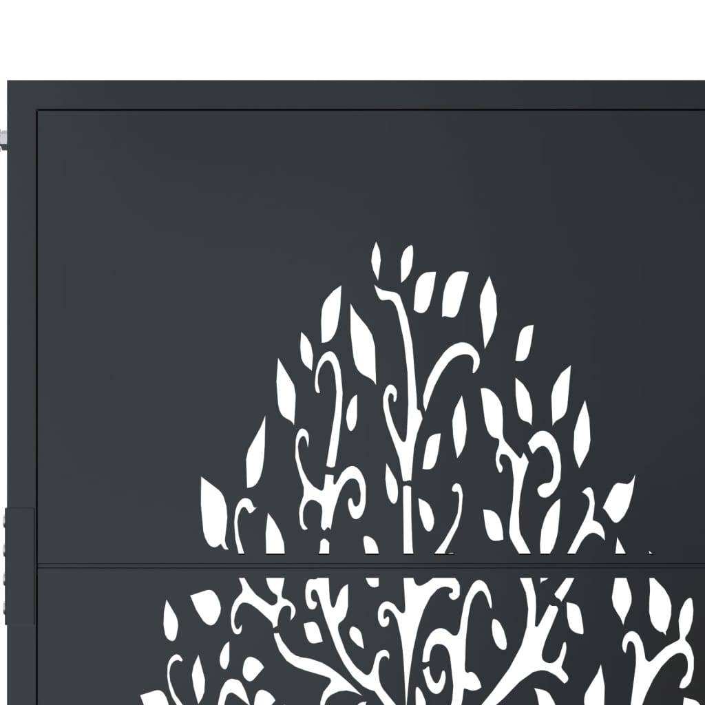 Porte de jardin - Portail de clôture - Portillon de jardin anthracite 105x180cm acier conception d'arbre - MEUBLE PRO - Image 6