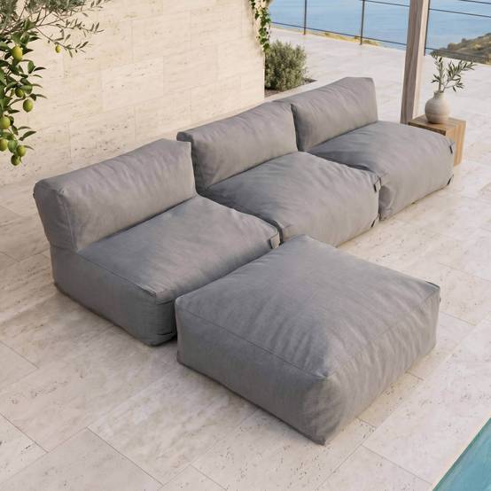 Oviala - Canapé de jardin modulable 4 places gris Mixi - Oviala - Image 3