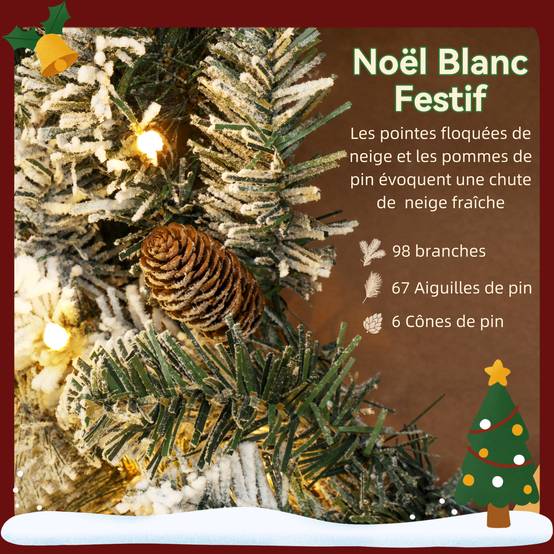 ComfortXL - Couronne de Noël lumineuse en plastique vert et blanc 60 cm effet neige avec 35 LED et minuterie pour l'intérieur - Image 6