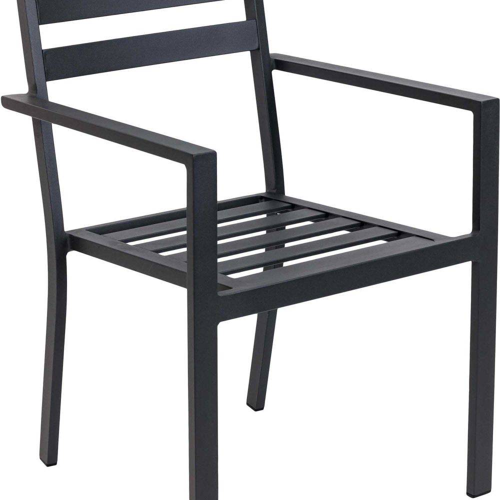 Fauteuil en aluminium et empilable - JARDILINE - Aluminium - Gris anthracite - Image 3