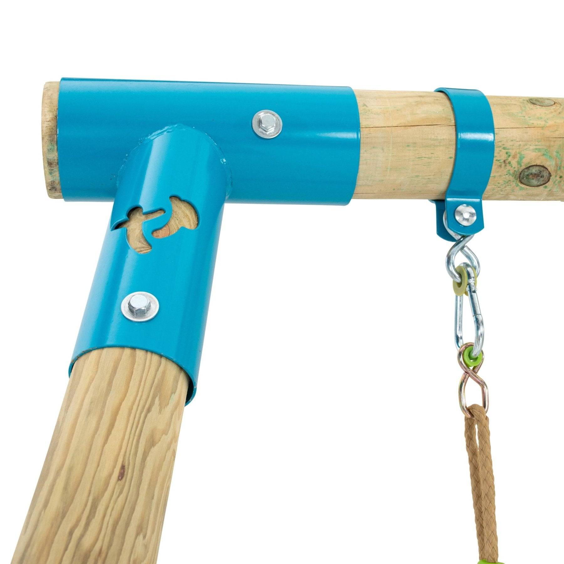 Tp Toys - Portique GINESTE 2 balançoires - échelle corde - kit d'ancrage - bois FSC® h209 cm - Image 8