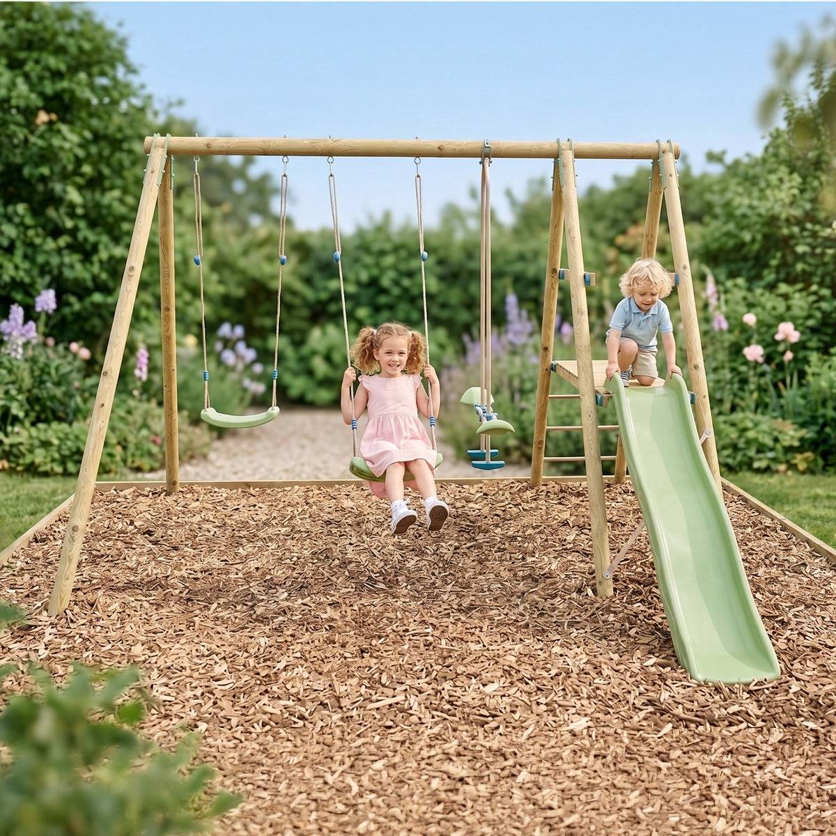 Station de jeux bois 2,30 m Topwood TUTTI 2 - 6 enfants - Image 2