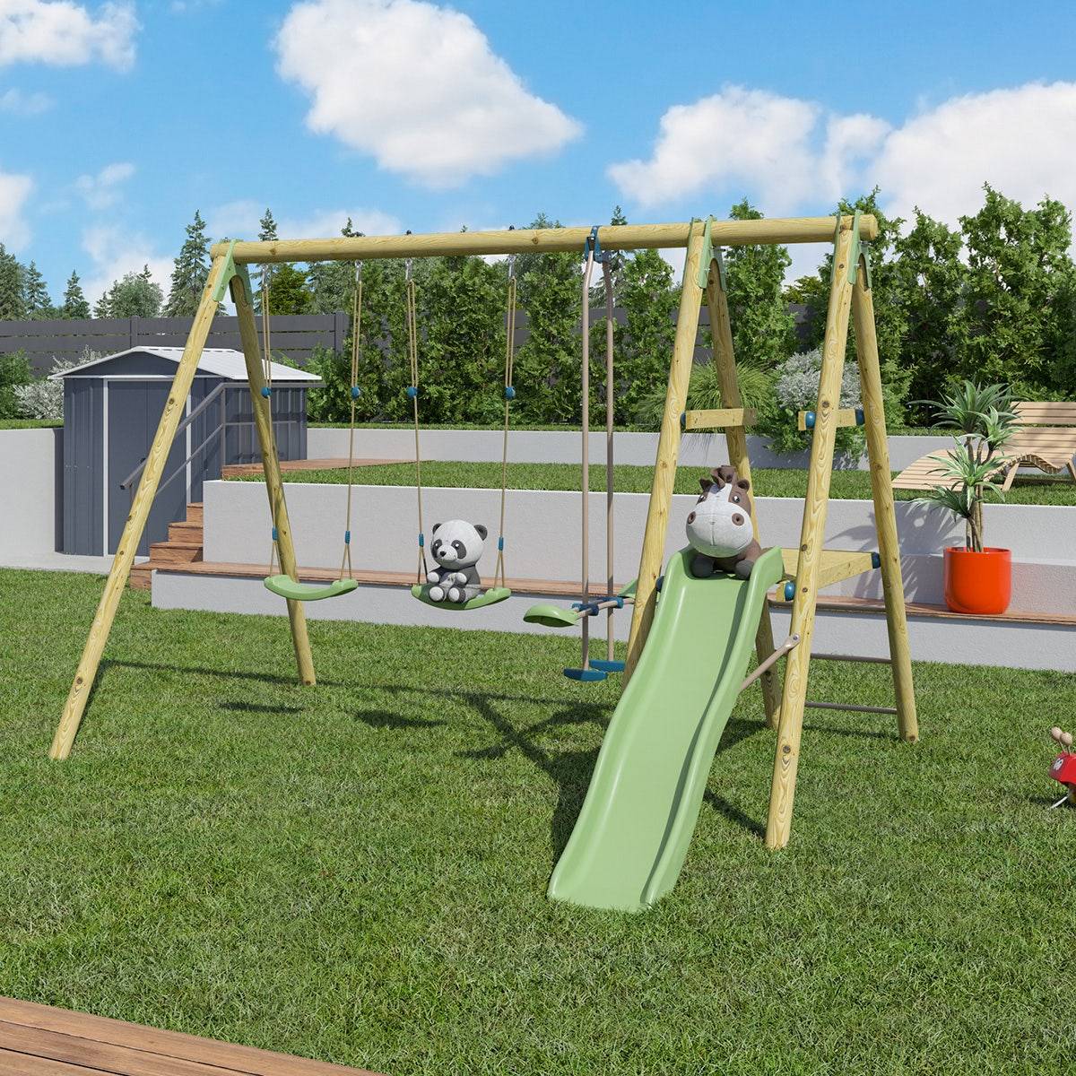 Station de jeux bois 2,30 m Topwood TUTTI 2 - 6 enfants - Image 7