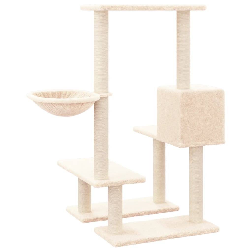 Arbre à chat design en sisal avec niche douillette et hamac suspendu Crème 94,5 cm – ComfortXL Pet Living - Image 5