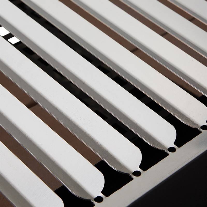 Brasero - Barbecue Charbon Bois Galdana BRASERO - Grille inox en V de 72,5 x 41 cm - Hauteur de grille ajustable - Sur chariot équipé, Noir - Image 5
