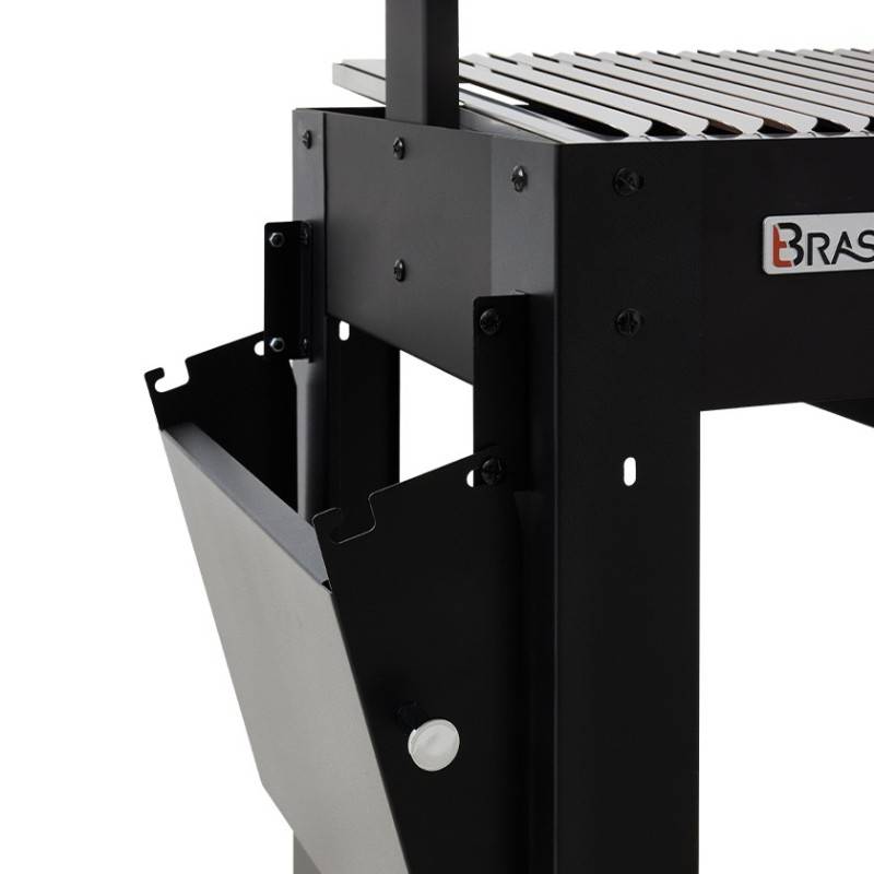Brasero - Barbecue Charbon Bois Galdana BRASERO - Grille inox en V de 72,5 x 41 cm - Hauteur de grille ajustable - Sur chariot équipé, Noir - Image 7
