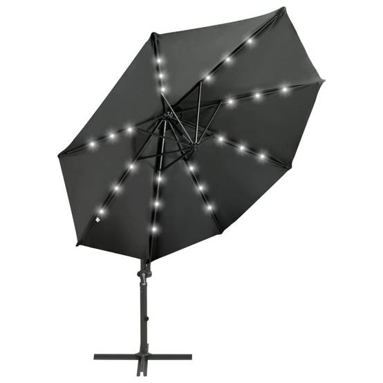 Helloshop26 - Parasol meuble de jardin déporté avec mât et lumières led 300 cm anthracite - Image 2