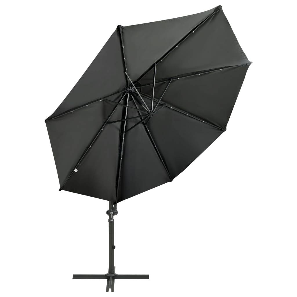 Helloshop26 - Parasol meuble de jardin déporté avec mât et lumières led 300 cm anthracite - Image 3