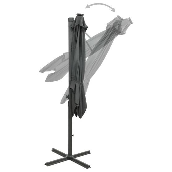 Helloshop26 - Parasol meuble de jardin déporté avec mât et lumières led 300 cm anthracite - Image 7