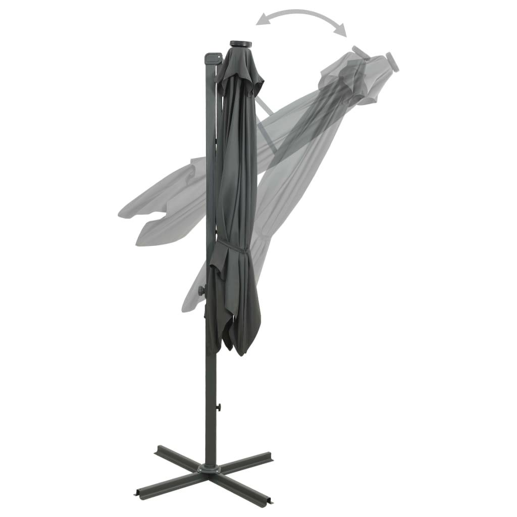 Helloshop26 - Parasol meuble de jardin déporté avec mât et lumières led 300 cm anthracite - Image 7