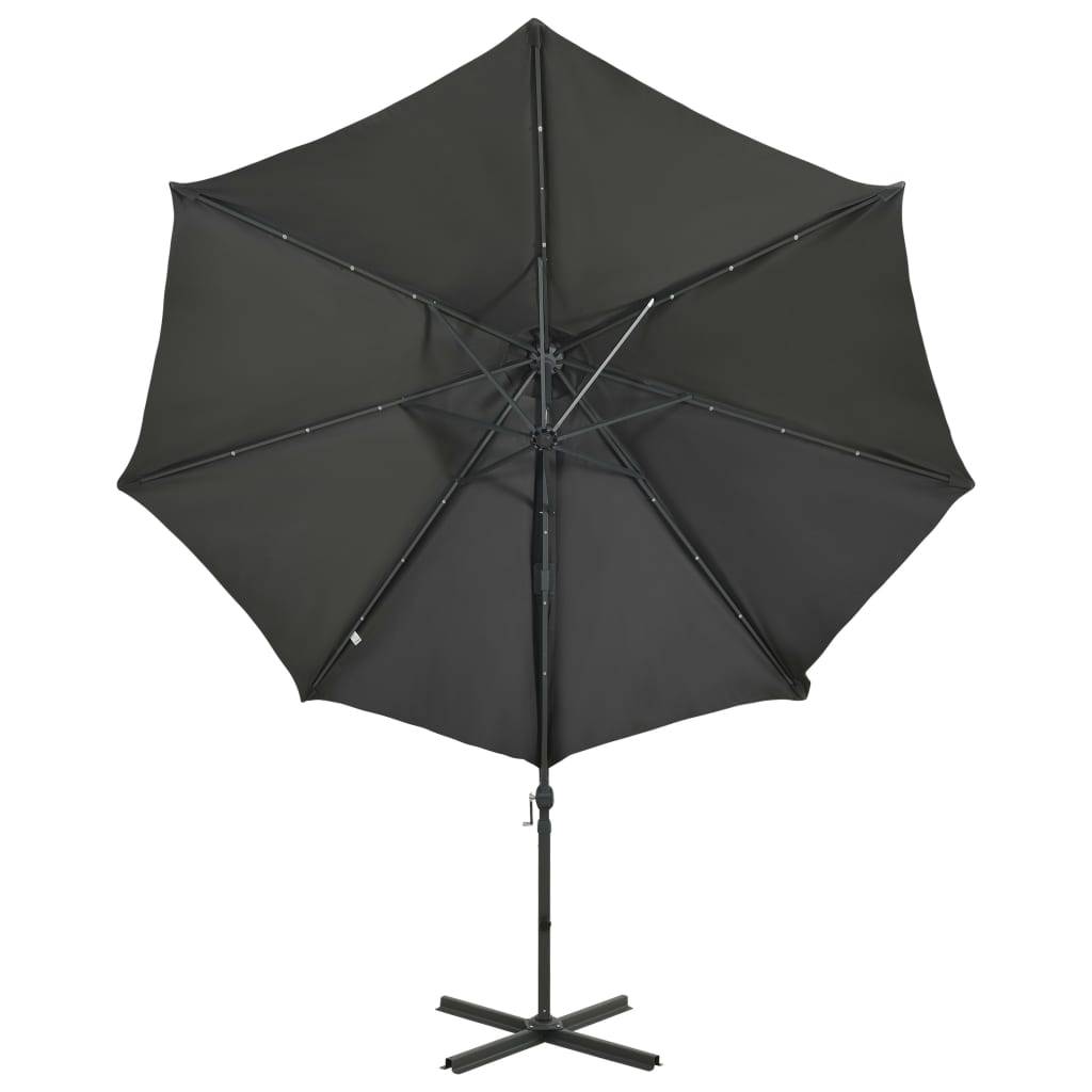 Helloshop26 - Parasol meuble de jardin déporté avec mât et lumières led 300 cm anthracite - Image 5
