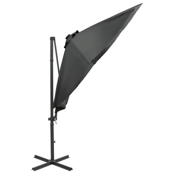 Helloshop26 - Parasol meuble de jardin déporté avec mât et lumières led 300 cm anthracite - Image 4