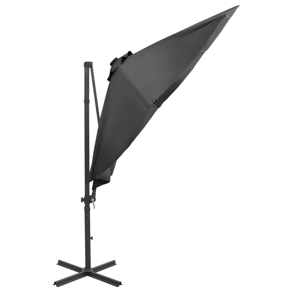 Helloshop26 - Parasol meuble de jardin déporté avec mât et lumières led 300 cm anthracite - Image 4