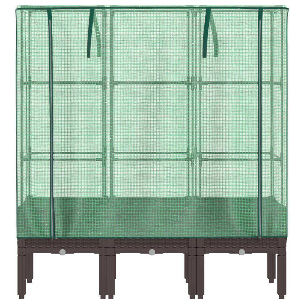 ComfortXL - Grand carré potager sur pieds 120cm avec serre de jardin aspect rotin Brun - ComfortXL Outdoor Living - Image 4