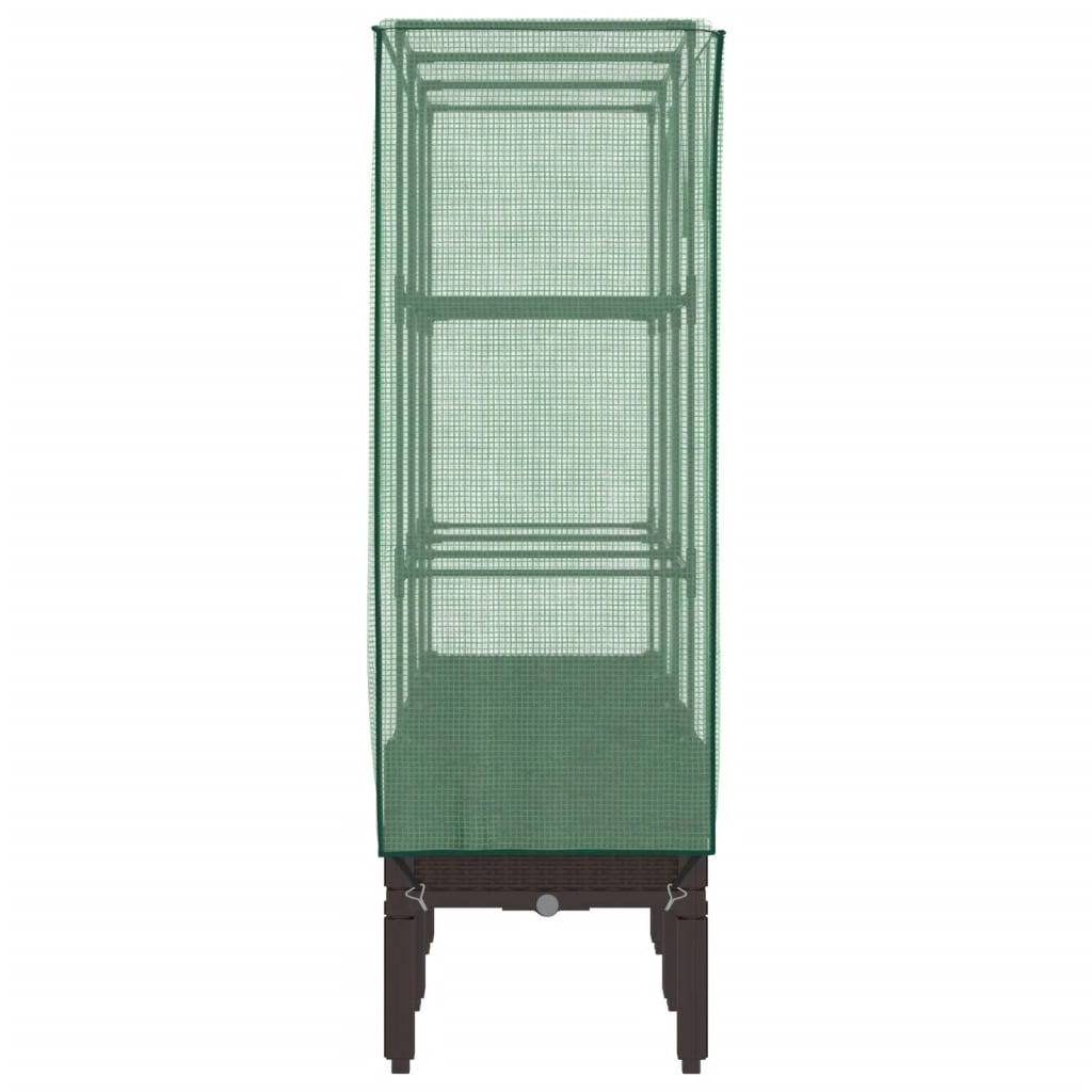 ComfortXL - Grand carré potager sur pieds 120cm avec serre de jardin aspect rotin Brun - ComfortXL Outdoor Living - Image 5