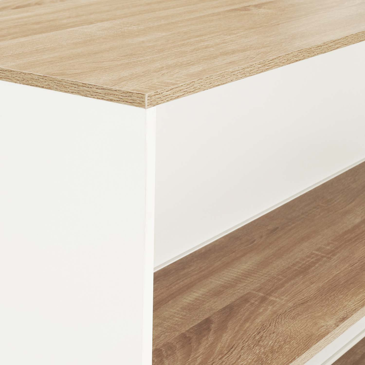 Table de bar îlot JUNO bois blanc et plateau façon hêtre - Image 6