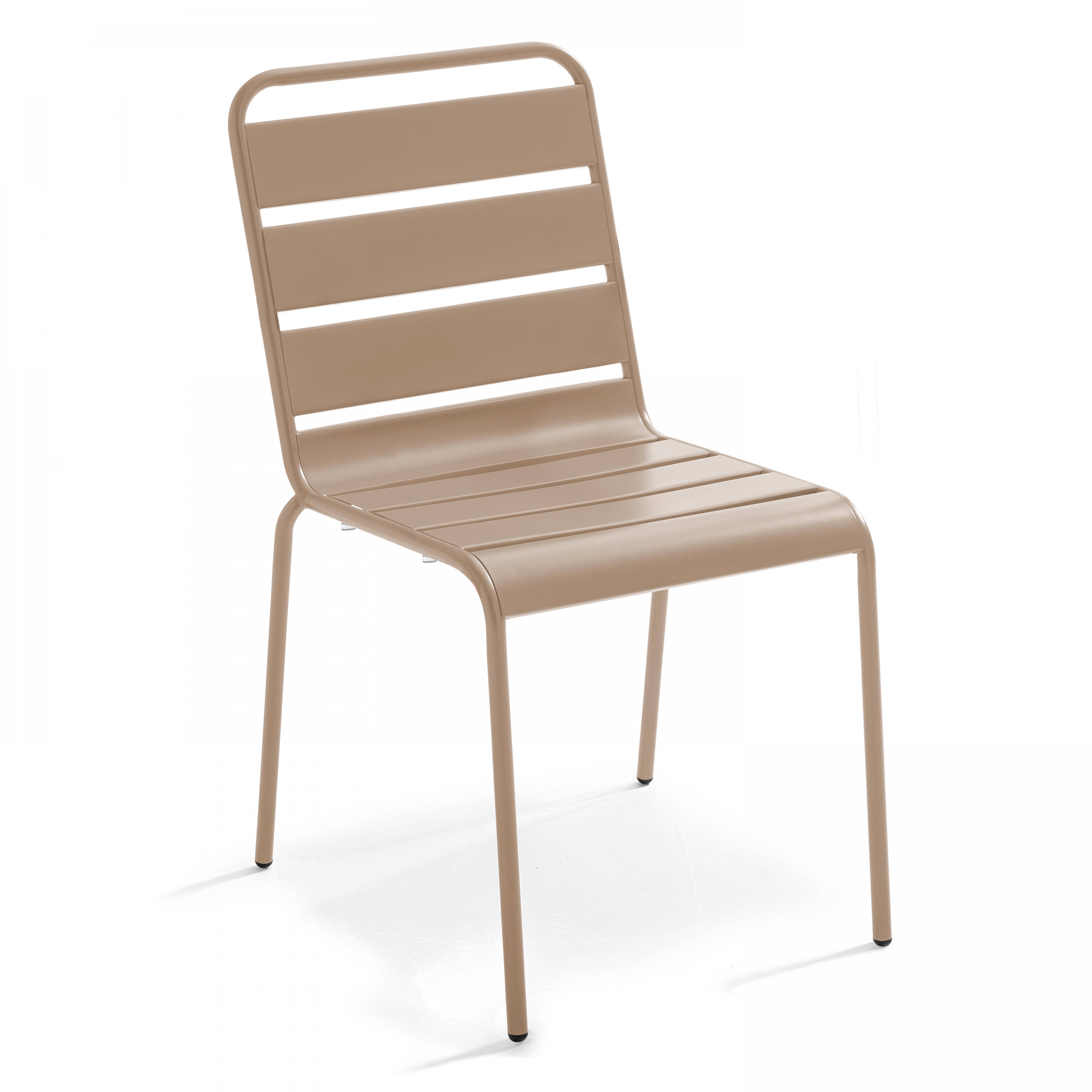 Oviala - Salon de jardin 2 bancs et 4 chaises en acier taupe Palavas - Oviala - Image 4
