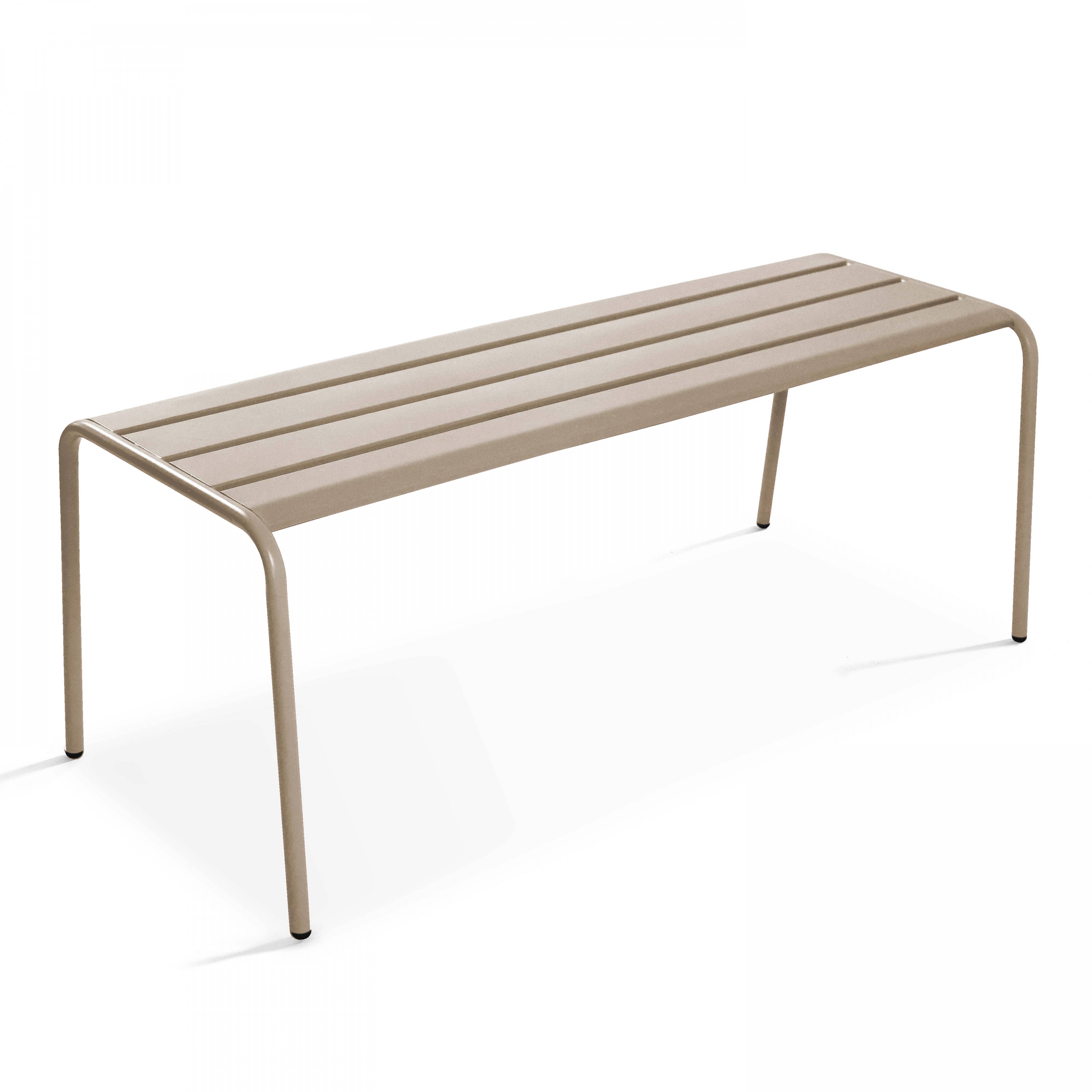 Oviala - Salon de jardin 2 bancs et 4 chaises en acier taupe Palavas - Oviala - Image 3