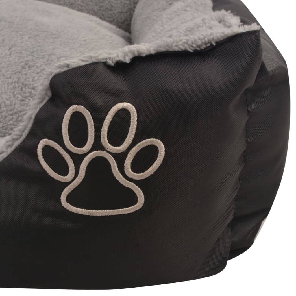Panier pour chien tissu Oxford et fausse fourrure noir 110 x 80 x 21 cm - PANGIVO - Image 4