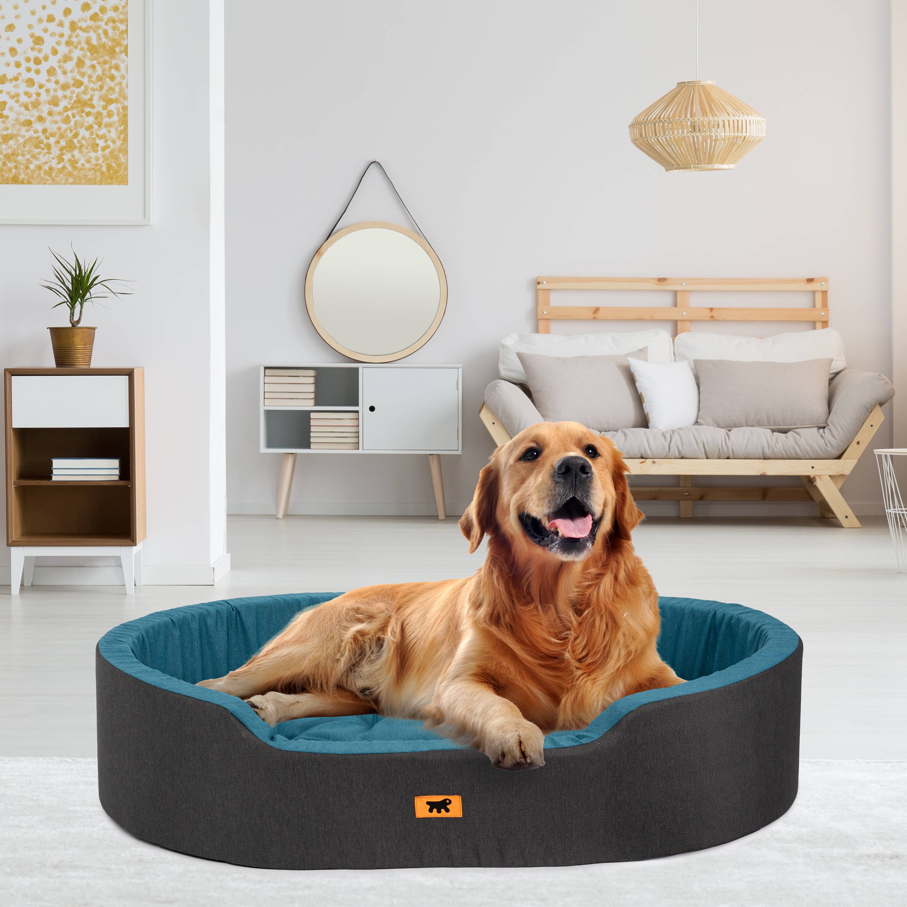 Ferplast - Ferplast Panier Chien Dandy, Coussin Amovible et Lavable, Housse en Coton avec Rembourrage Doux, Grand Lit pour Chien, 110 x 70 x H 23 cm, Bleu - Image 3