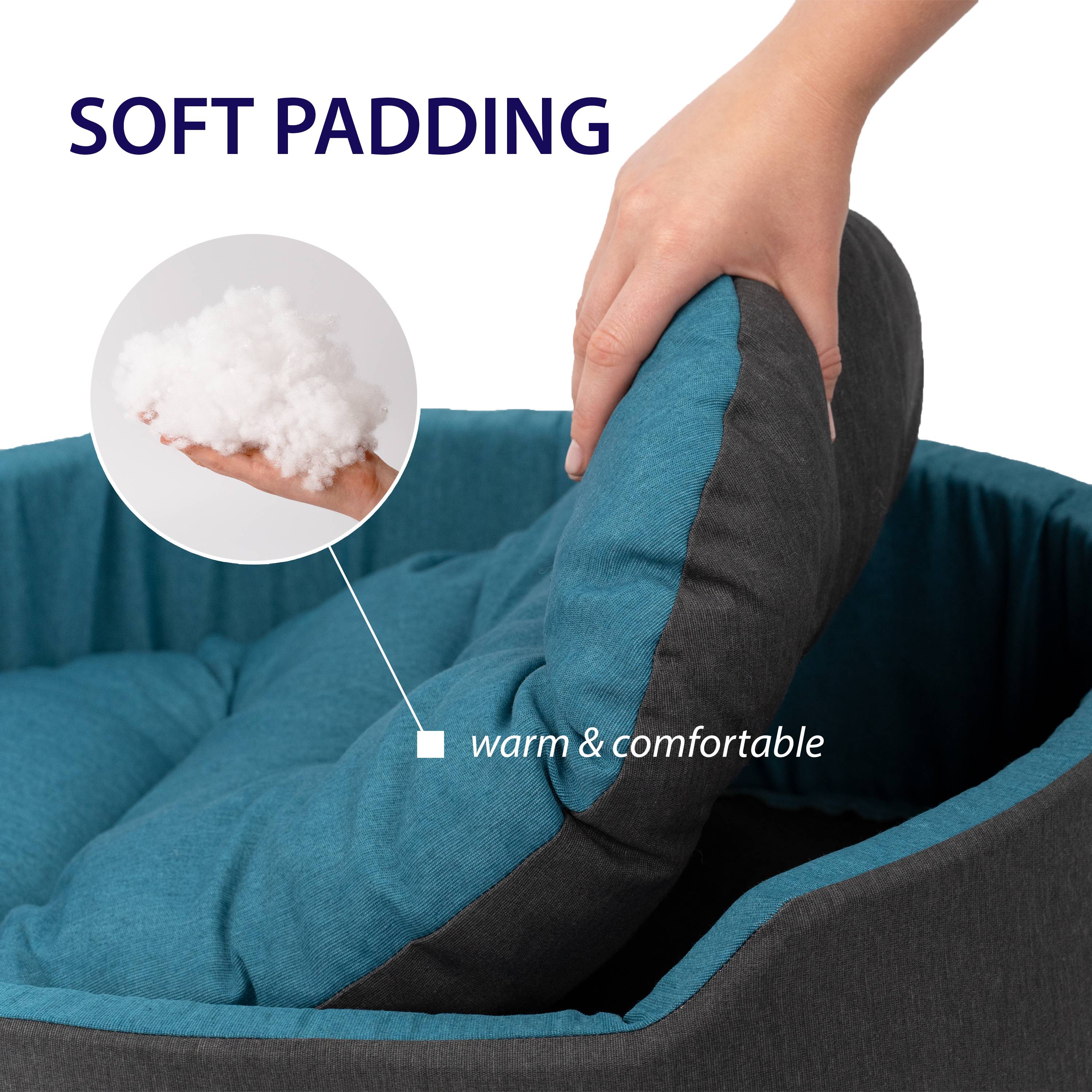 Ferplast - Ferplast Panier Chien Dandy, Coussin Amovible et Lavable, Housse en Coton avec Rembourrage Doux, Grand Lit pour Chien, 110 x 70 x H 23 cm, Bleu - Image 6