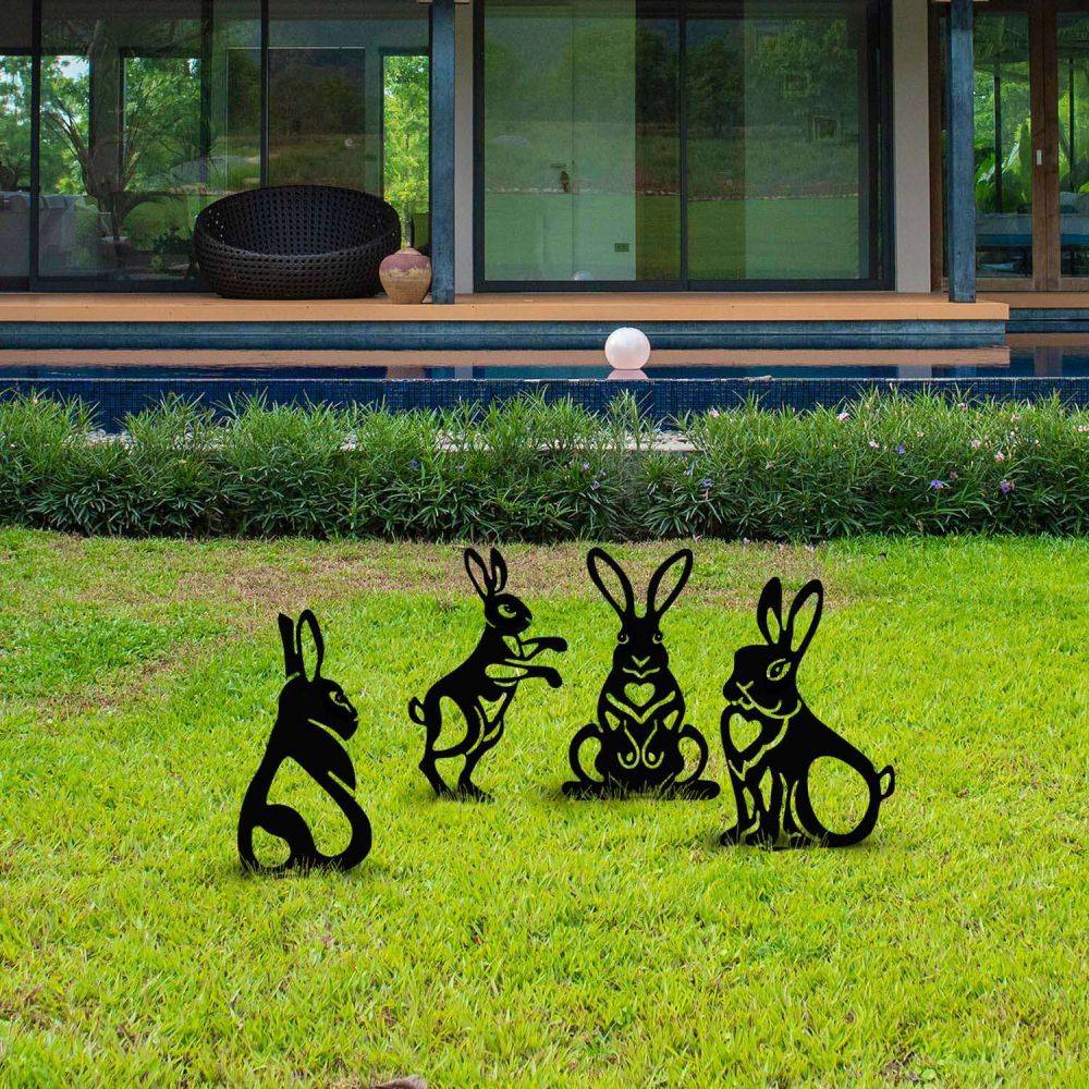 Hanah Home - Animaux décoratifs en métal Garden Lapins - Image 2