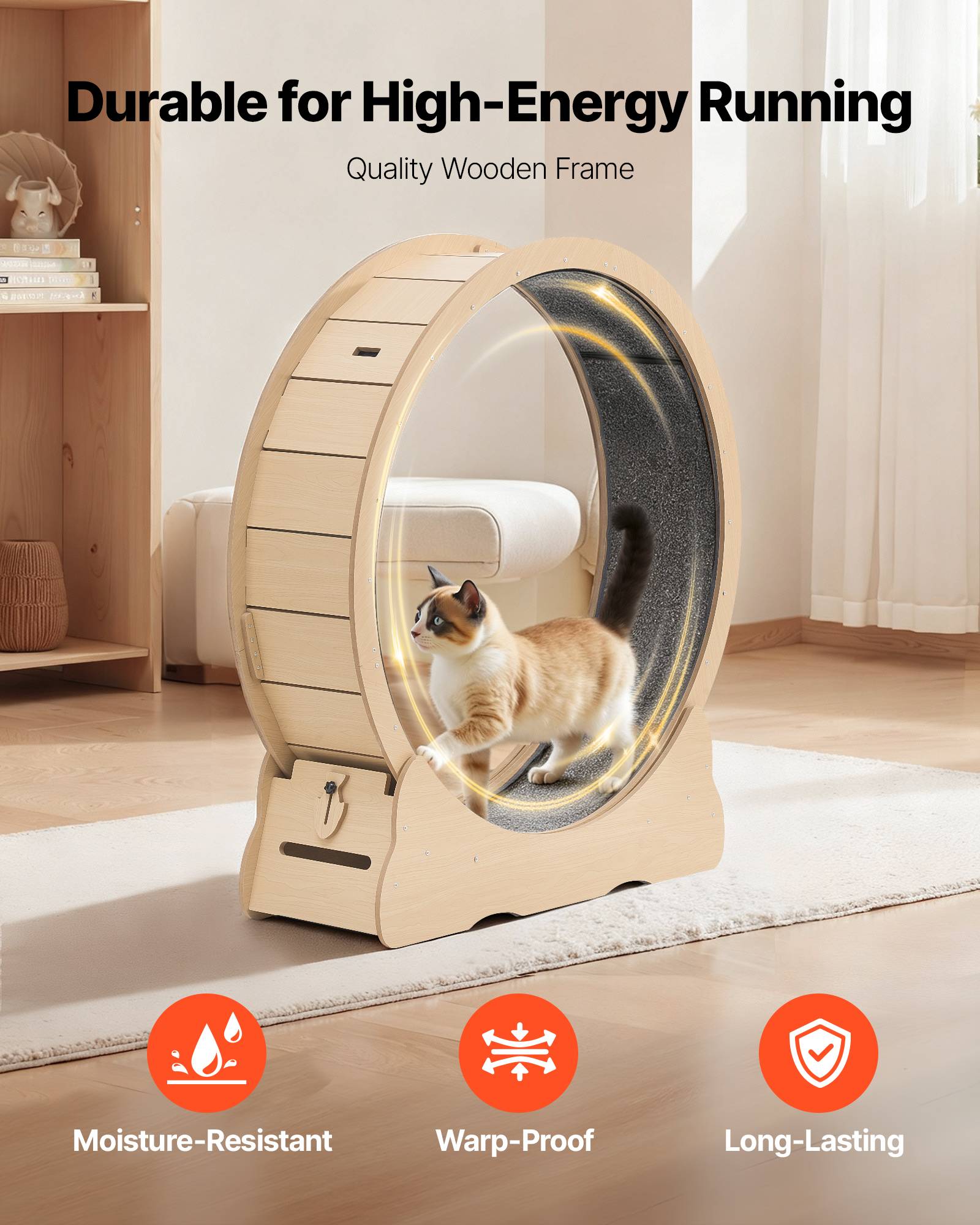 Vevor - VEVOR Roue d'Exercice pour Chat Intérieur 8,6-12,7 kg 120 cm Piste en Moquette - Image 6