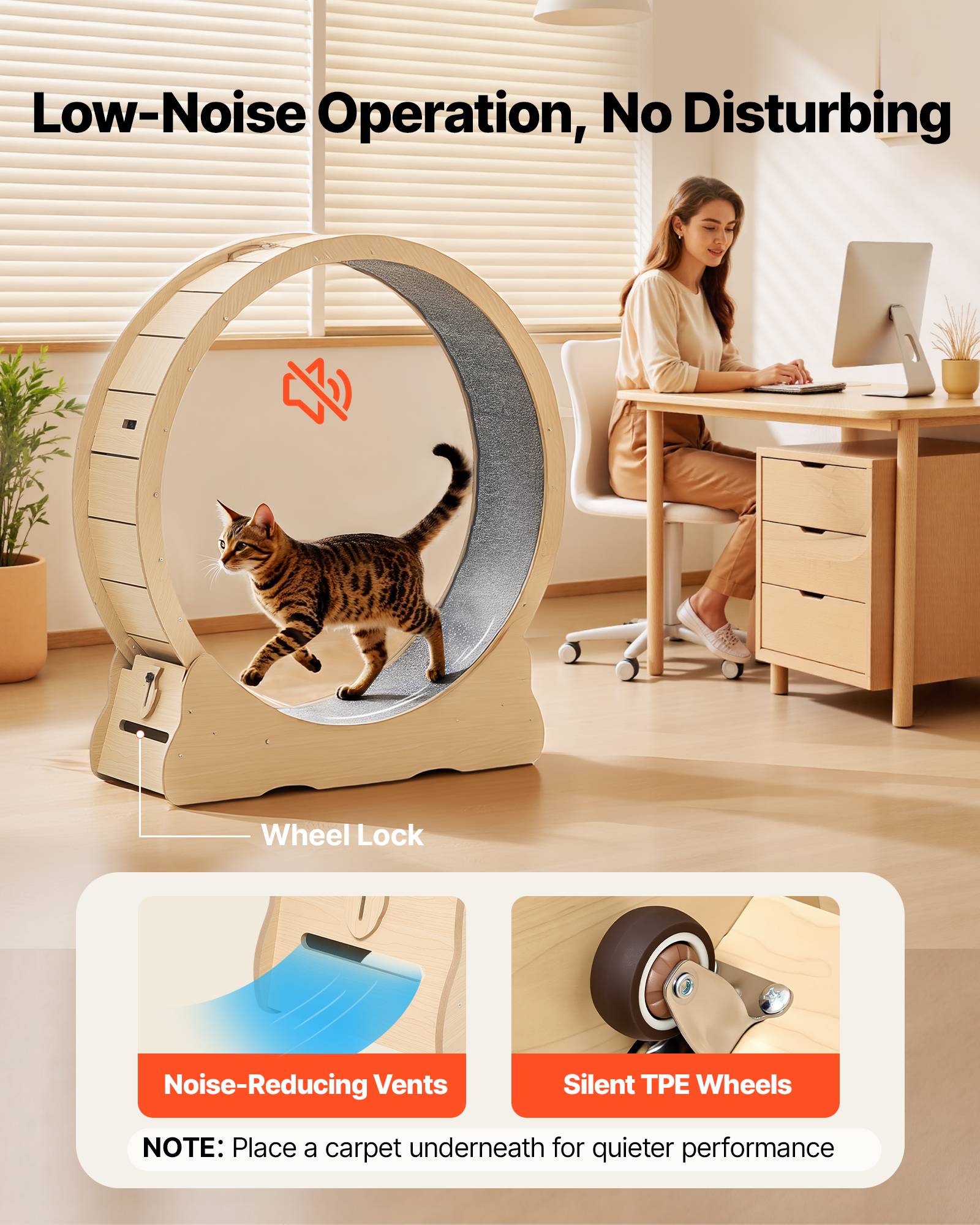 Vevor - VEVOR Roue d'Exercice pour Chat Intérieur 8,6-12,7 kg 120 cm Piste en Moquette - Image 4
