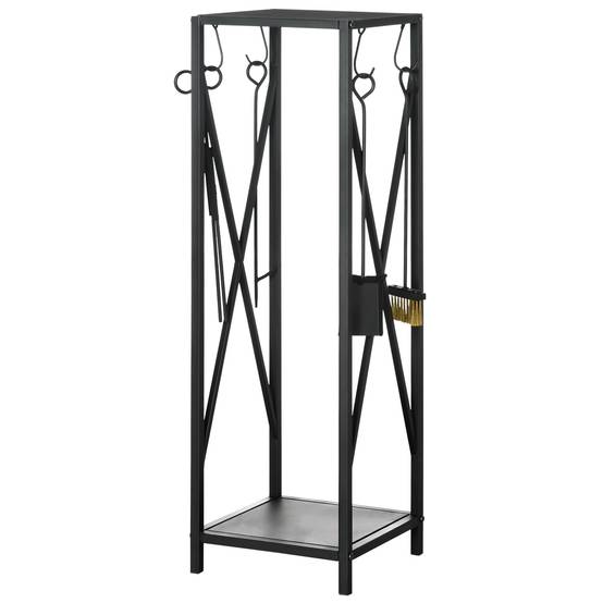 Porte bûches - Range bûches Serviteur de cheminée Colonne - Multi Accessoires dim. 34L x 34l x 111H cm métal Noir - Image 2