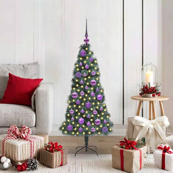 Sapin de Noël | Arbre de Noël artificiel pré-éclairé avec set de boules 120 cm Maison Chic - Image 2