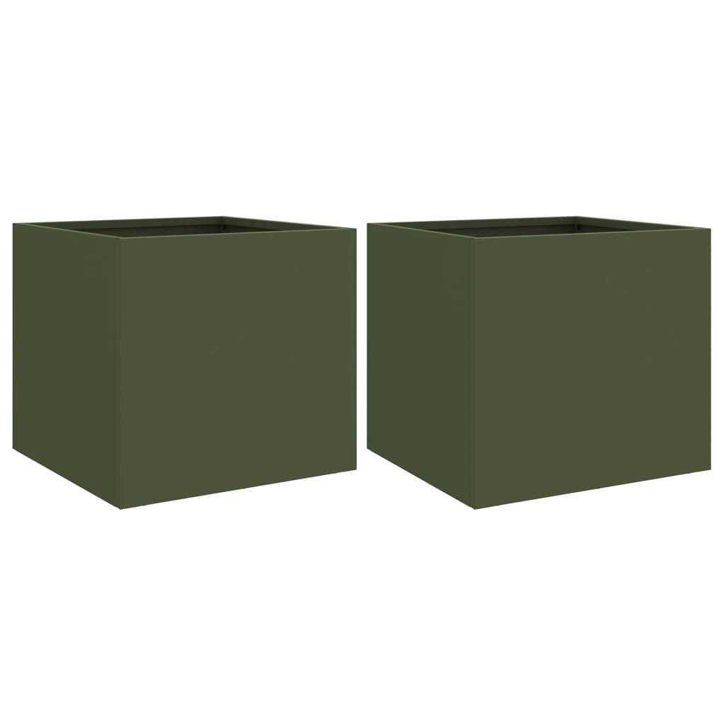 Vidaxl - Jardinières 2 pcs vert olive 32x30x29 cm acier vidaXL 841542 - Image 2