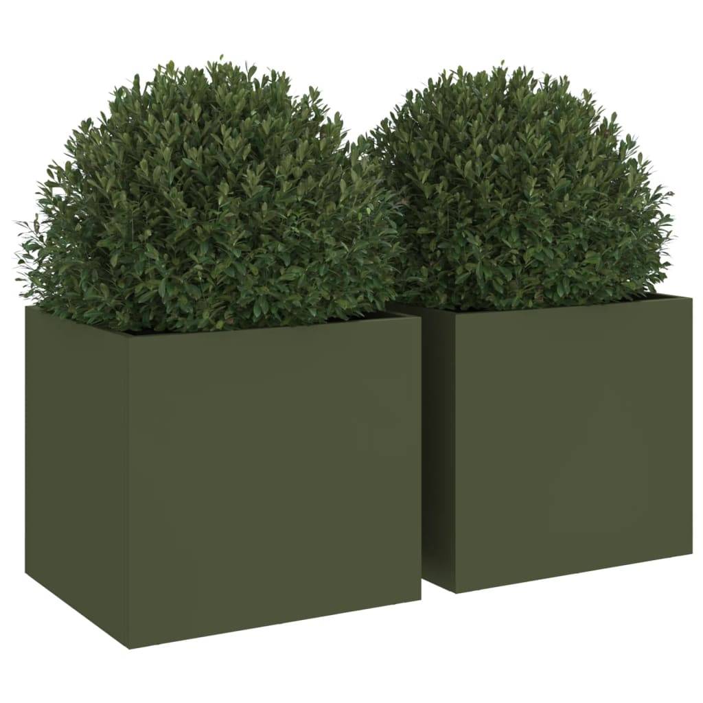 Vidaxl - Jardinières 2 pcs vert olive 32x30x29 cm acier vidaXL 841542 - Image 5